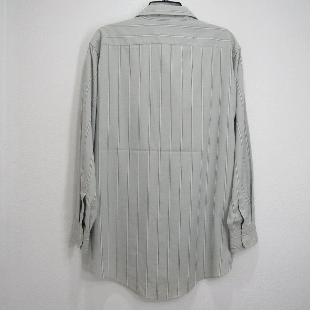Christian Dior Men Button-up Dress shirt 16/32-33 Bluish Gray w/ White stripes - Picture 8 of 16